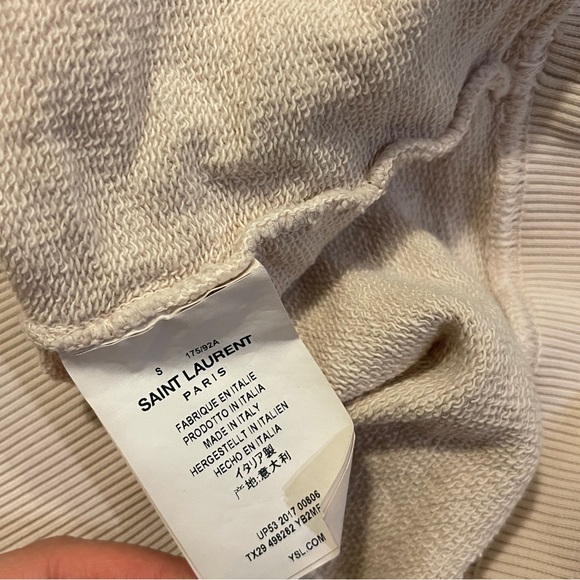 Authentic Saint Laurent Paris sweatshirt size small men’s in cream - Picture 4 of 7